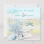 Dream Shore Beach Blue Wedding Invite Kaart (Voorkant)