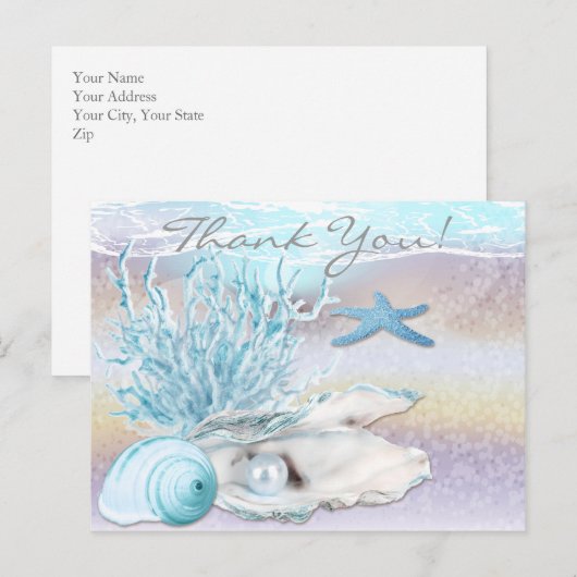 Dream Shore Beach Dk Blauwgroen Dank je Briefkaart (Voorkant / Achterkant)