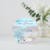 Dream Shore Beach Dk Blauwgroen Wedding Invite Kaart (Staand voorkant)