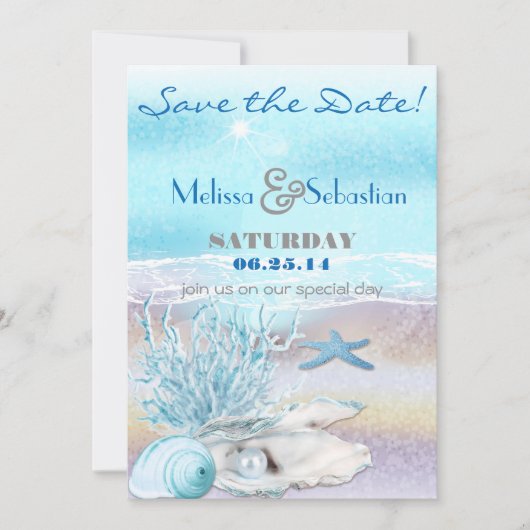 Dream Shore Beach Dk Blauwgroen WeddingSave the Da Save The Date (Voorkant)