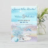 Dream Shore Beach Dk Blauwgroen WeddingSave the Da Save The Date (Staand voorkant)