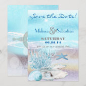 Dream Shore Beach Dk Blauwgroen WeddingSave the Da Save The Date (Voorkant / Achterkant)