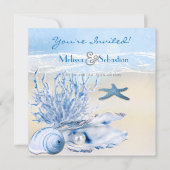 Dream Shore Beach Heel Blue Weddenschap Uitnodigen Kaart (Voorkant)