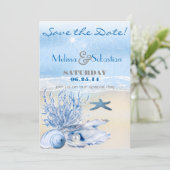 Dream Shore Beach Heel Blue WeddingSave the Date Save The Date (Staand voorkant)