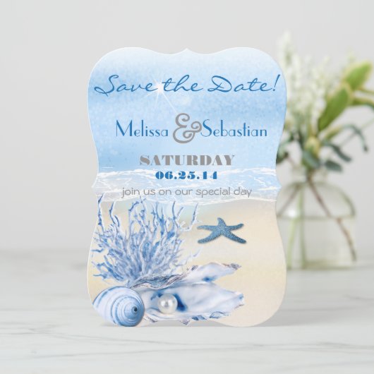 Dream Shore Beach Heel Blue WeddingSave the Date Save The Date (Staand voorkant)