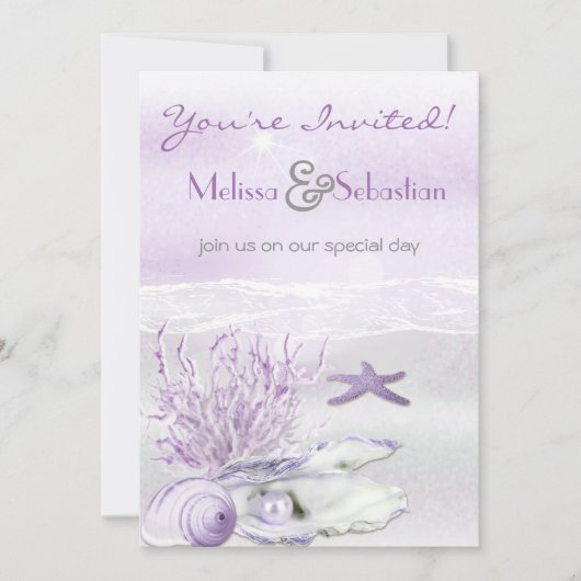 Dream Shore Beach Orchid Wedding Invite Kaart (Voorkant)