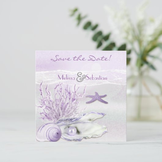 Dream Shore Beach Orchid Wedding Save the Date (Staand voorkant)