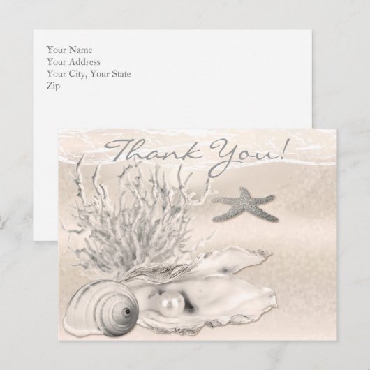 Dream Shore Beach Sepia Bedankt Briefkaart (Voorkant / Achterkant)