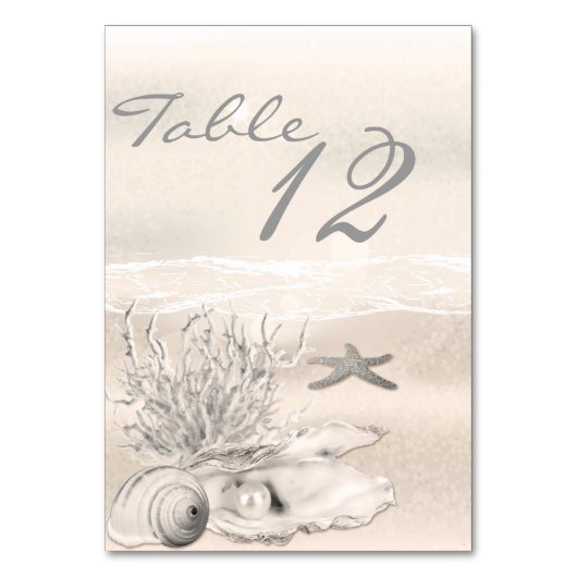 Dream Shore Beach Sepia Weddenschappen Table Numbe Kaart (Voorkant)