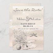 Dream Shore Beach Sepia Wedding Save the Date (Voorkant / Achterkant)