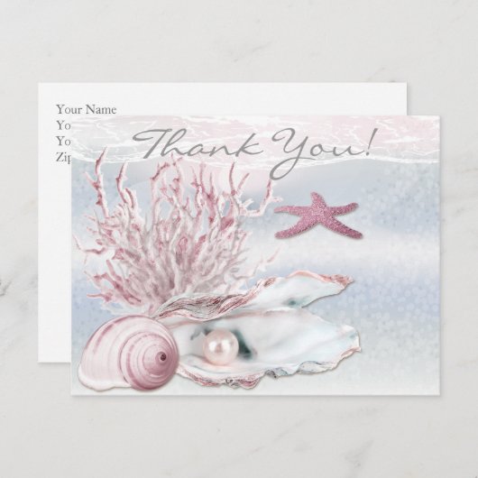 Dream Shore Beach Soft Pink Hartelijk dank Briefkaart (Voorkant / Achterkant)