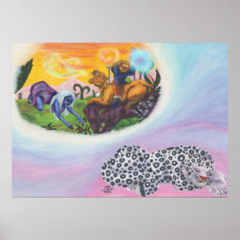 Dream Snowleopard Eros rijdt Leeuwin Leeuw Prinses Poster