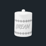 Dream Tea Jar Theepot<br><div class="desc">Dit droomontwerp inspireert met zijn abstracte achtergrond en letters die DREAM uitschrijven. Maakt een geweldig cadeau voor een geliefde of een vriend.</div>