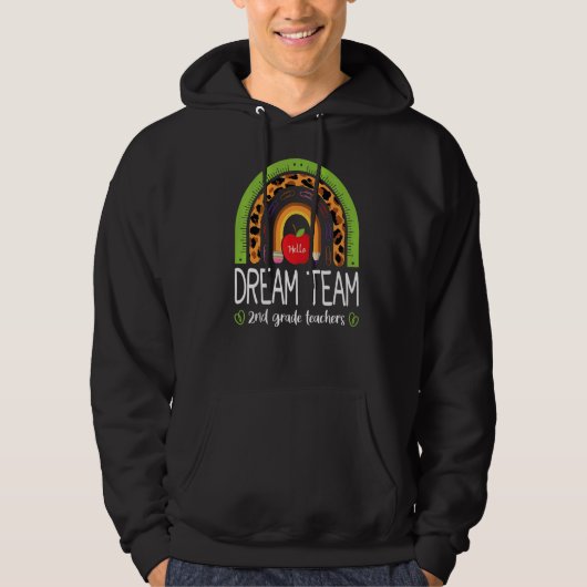Dream Team 2e graad leraar Boho Rainbow Leopard Hoodie (Voorkant)