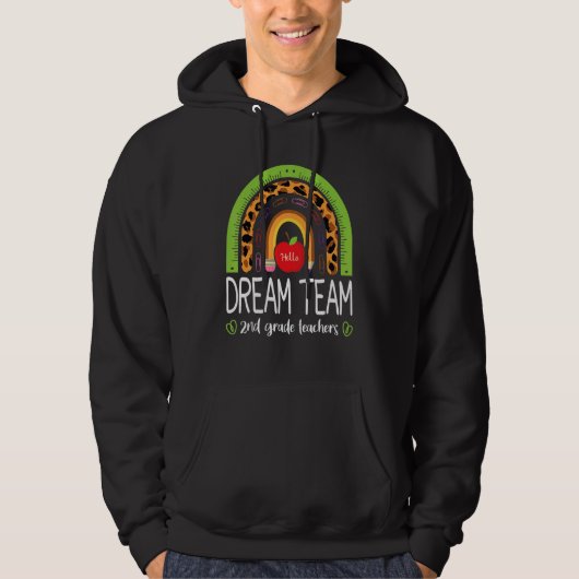 Dream Team 2nd Grade Teachers Boho Rainbow Leopard Hoodie (Voorkant)