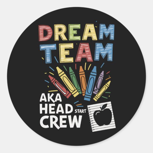 Dream Team Hoofd Bemanner Kindertijd Ronde Sticker (Voorkant)