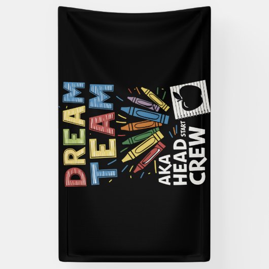 Dream Team Hoofd Bemanner Kindertijd Spandoek (Verticaal)