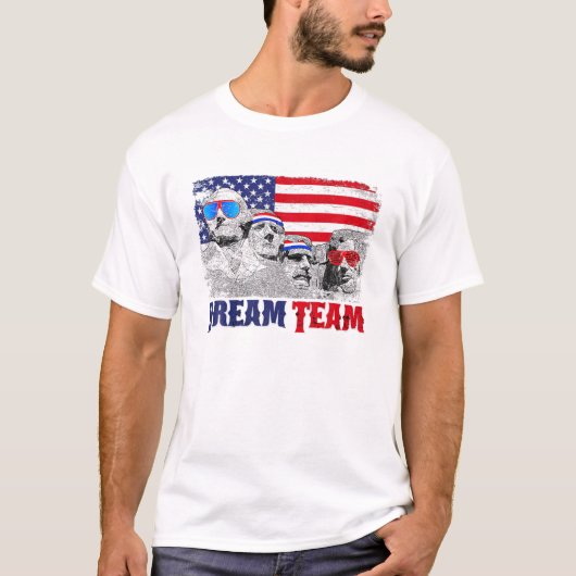 Dream Team Presidenten zetten Rushmore 4th van Jul T-shirt (Voorkant)