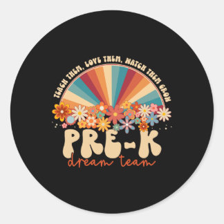 Dream Team Retro Groovy Rainbow Terug naar school  Ronde Sticker