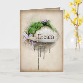 DREAM tekst gesneden in steen Kaart (Gele Bloem)