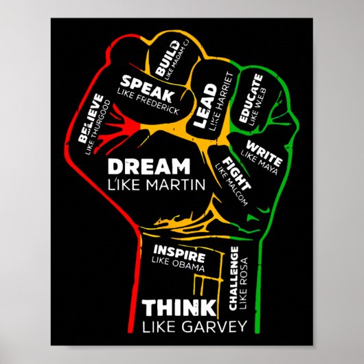 Dream Think Speak Black History Month Hand Strong  Poster (Voorkant)