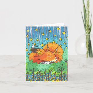 Dream Trees Cartoon Fox + Forest Stars Note Cards Kaart
