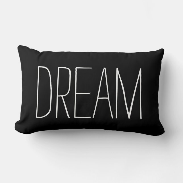 Dream Typography Black and White Trendy Quote Kussen (Voorkant)