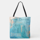 Dream Typography Script Turquoise Waterverf Tote Bag (Achterkant)