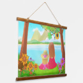 Dream Uitzicht Wood Hanger wandtapijt Hangend Wandkleed (Gebogen)