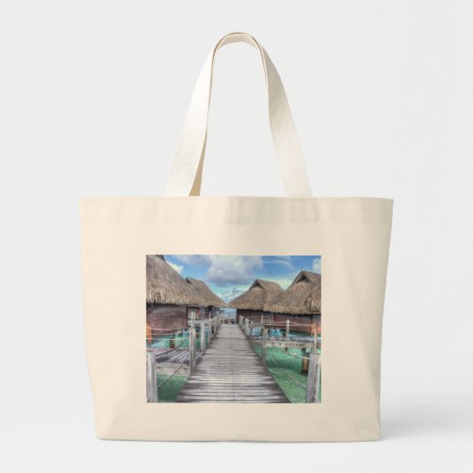 Dream Vacation Bora Overwater Bungalows Grote Tote Bag (Voorkant)