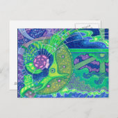 Dream van de volle maan, surrealisme, zeemeerminne briefkaart (Voorkant / Achterkant)