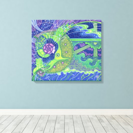 Dream van de volle maansurrealistische kunstfantas canvas afdruk (Insitu (Houten vloer))