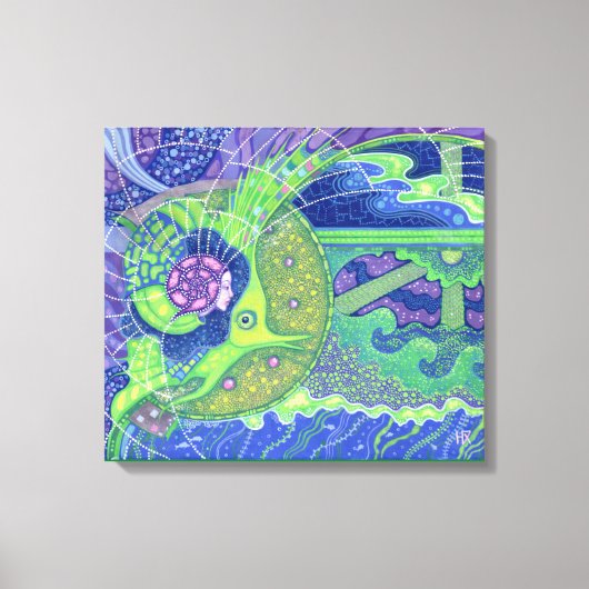 Dream van de volle maansurrealistische kunstfantas canvas afdruk (Voorkant)