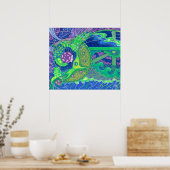 Dream van het volle maan surrealisme van de zeemee poster (Keuken)