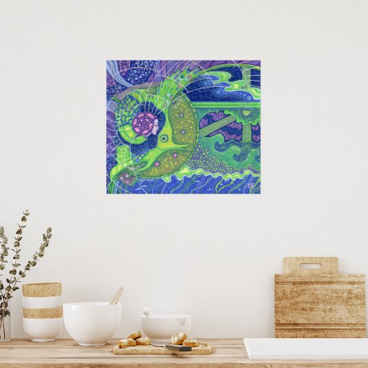 Dream van het volle maan surrealisme van de zeemee poster (Keuken)