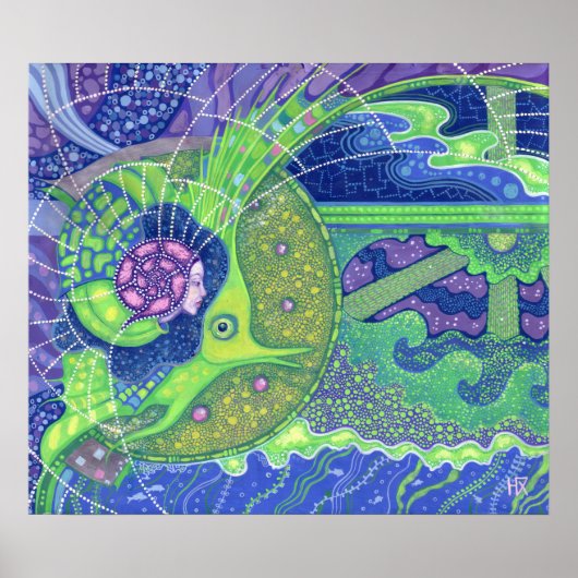 Dream van het volle maan surrealisme van de zeemee poster (Voorkant)