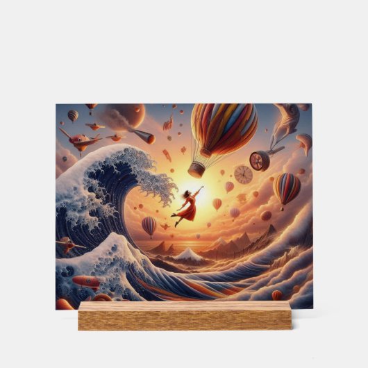 Dream Weaver's Journey: Fantasy-luchtballonnen Acryl Bord (Voorkant)