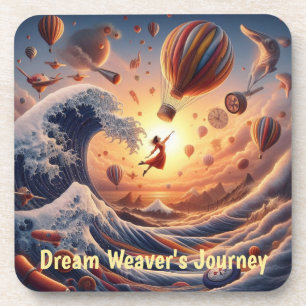 Dream Weaver's Journey: Fantasy-luchtballonnen Bier Onderzetter