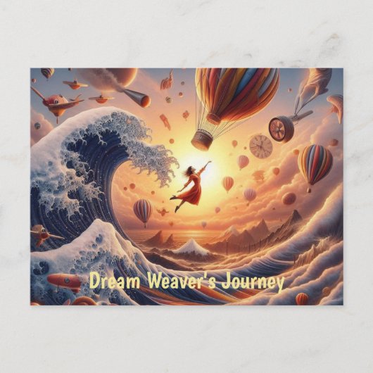 Dream Weaver's Journey: Fantasy-luchtballonnen Briefkaart (Voorkant)