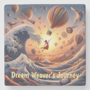Dream Weaver's Journey: Fantasy-luchtballonnen Stenen Onderzetter