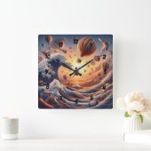 Dream Weaver's Journey: Fantasy-luchtballonnen Vierkante Klok (Huis)