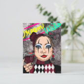 Dream Wild | Gothic Harlequin Jester Girl Briefkaart (Staand voorkant)