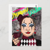 Dream Wild | Gothic Harlequin Jester Girl Briefkaart (Voorkant / Achterkant)
