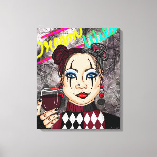 Dream Wild   Gothic Harlequin Jester Girl Canvas Afdruk