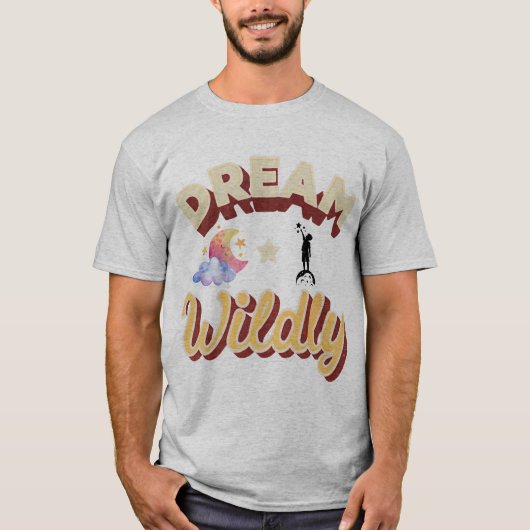 Dream Wildly Aesthetic Retro Moon & Stars T-shirt (Voorkant)