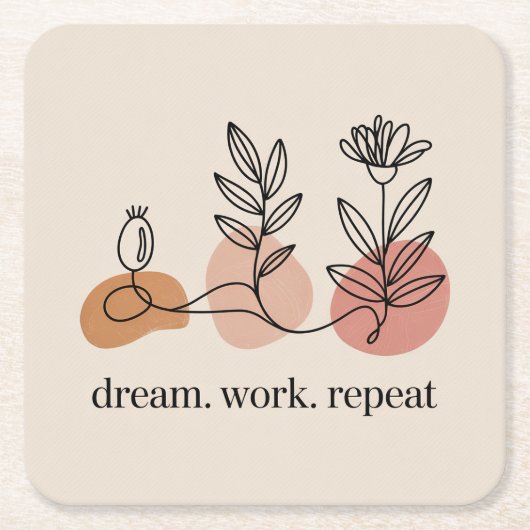 Dream. Work. Repeat Kartonnen Onderzetters (Voorkant)