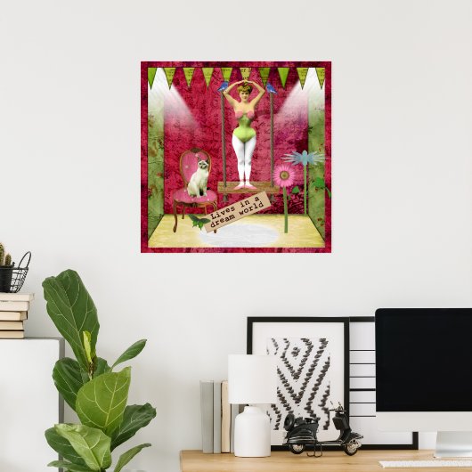 Dream World Funky Ballerina Veranderde Kunst Poster (Thuiskantoor)