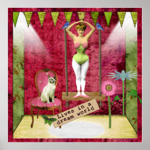 Dream World  Funky Ballerina Veranderde Kunst Poster