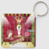 Dream World Funky Ballerina Veranderde Kunst Sleutelhanger (Achterkant)