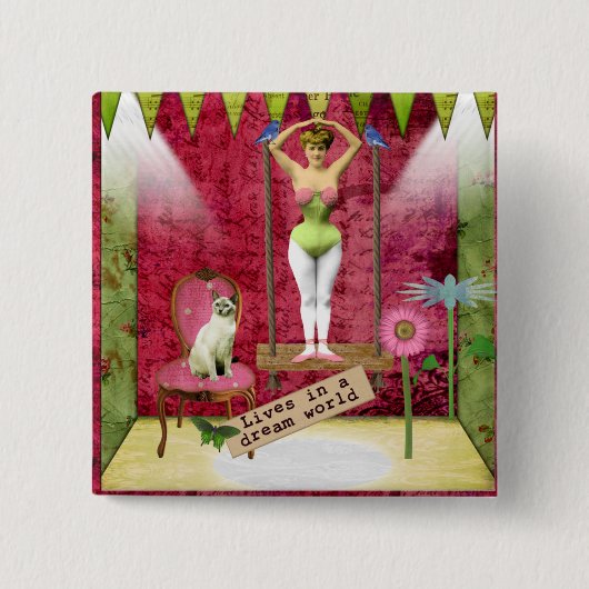 Dream World  Funky Ballerina Veranderde Kunst Vierkante Button 5,1 Cm (Voorkant)